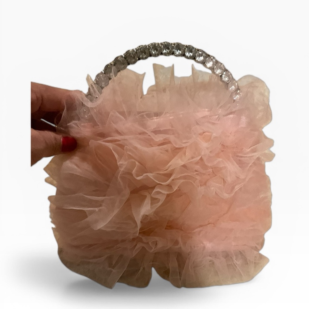 Source Unknown Pink Ruffle Tulle Shoulder Bag with Chain Strap - Picture 4 of 8